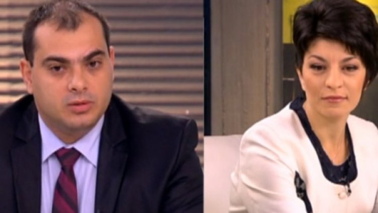 Филип Попов от "Коалиция за България" и Десислава Атанасова от ГЕРБ, Снимка: Нова телевизия