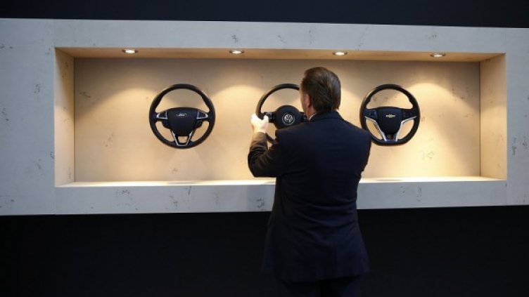 Щандът на Takata на изложението във Франкфурт. Снимка: Ройтерс