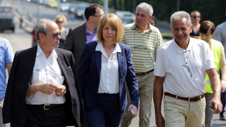 Кметът Йорданка Фандъкова проверява строителството при Семинарията. Снимка БТА