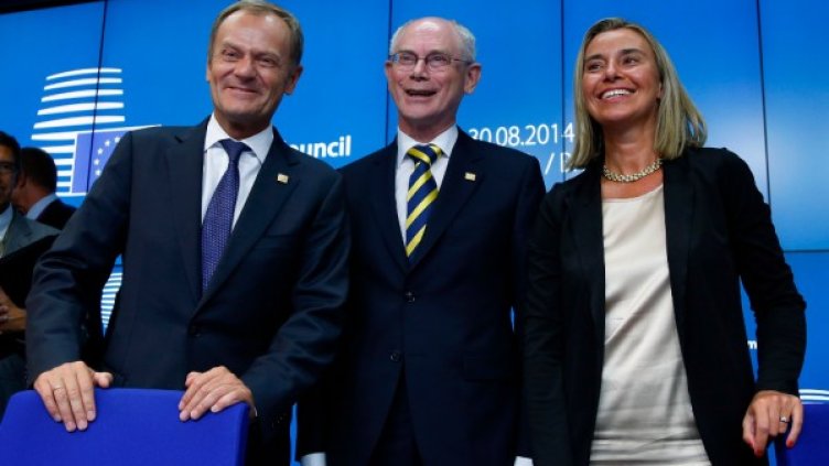 Доналд Туск, Херман ван Ромпой и Федерика Могерини. Снимка: Reuters
