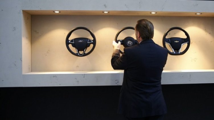 Щандът на Takata на изложението във Франкфурт. Снимка: Ройтерс