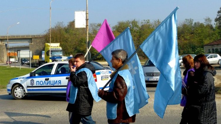 Протестът на служители на &bdquo;Топлофикация Русе". Снимка: БТА