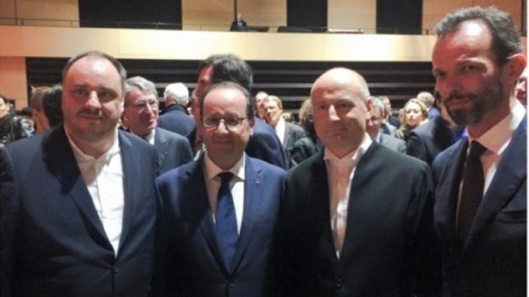 Гьорне (в ляво) с френския президент Оланд. Снимка: СМЕ