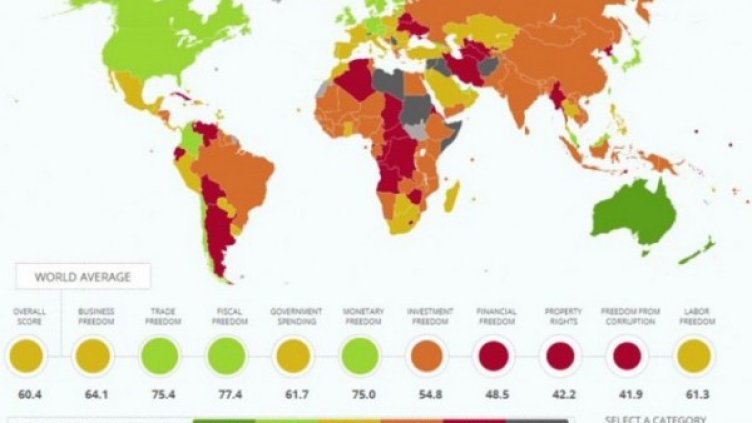 Икономическата свобода по света. Илюстрация: Heritage Foundation