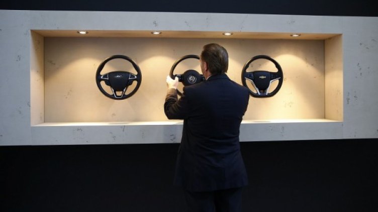 Щандът на Takata на изложението във Франкфурт. Снимка: Ройтерс