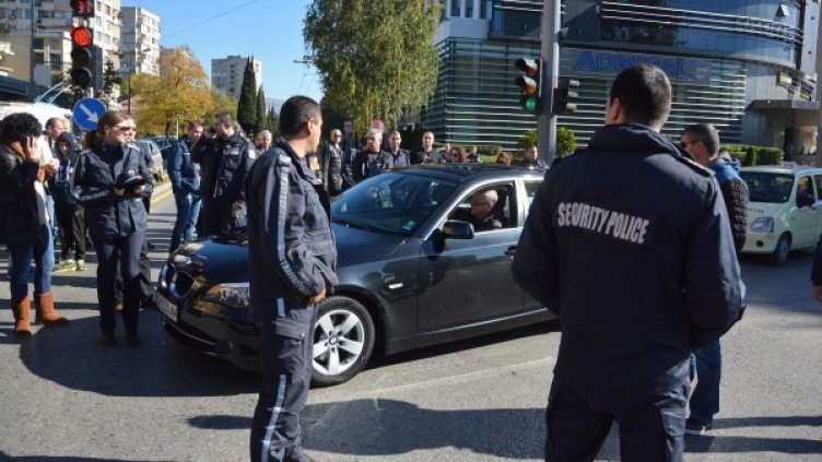 Протест на полицаи в Сливен. Снимка: Булфото