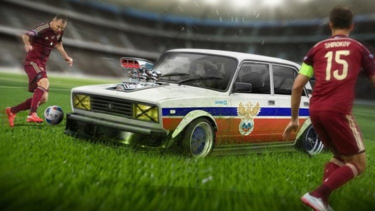 Отборът на Русия е представен от стара, но яка Лада. Снимка: Carwow