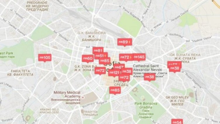 Карта на жилищата, които се отдават за краткосрочен наем в началото на август. Илюстрация: Airbnb