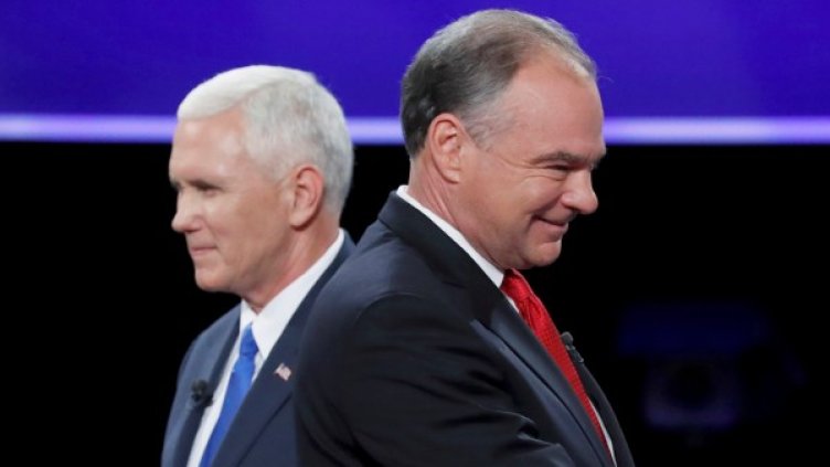 Майк Пенс и Тим Кейн. Снимка: Reuters