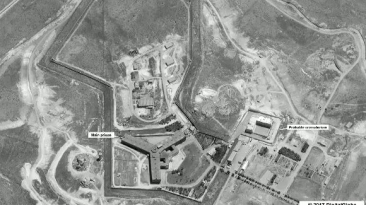 Сателитна снимка на затвора Саидная. Снимка: Reuters