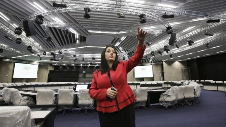 Една от ремонтираните зали в НДК за председателството. Снимка: БТА