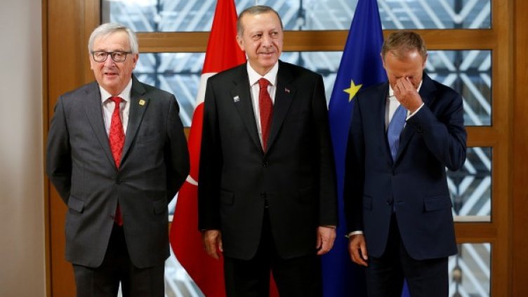 Жан-Клод Юнкер, Реджеп Ердоган и Доналд Туск. Снимка: архив, Reuters