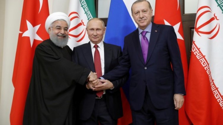 Хасан Рохани, Владимир Путин и Реджеп Ердоган. Снимка: архив, Reuters