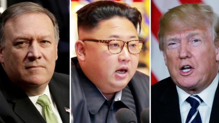Майк Помпео, Ким Чен Ун и Доналд Тръмп. Снимка: Reuters