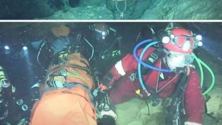 По този начин водолазите прекарват децата през тесните коридори в пещерата. Снимка: Twitter