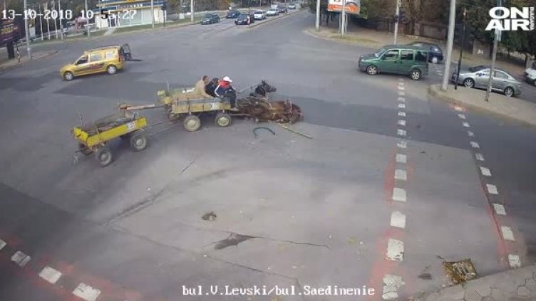 Каруци с коне връхлетяха върху автомобил в Хасково