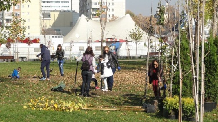Доброволци засадиха 64 нови дървета в парк "Възраждане" в столицата