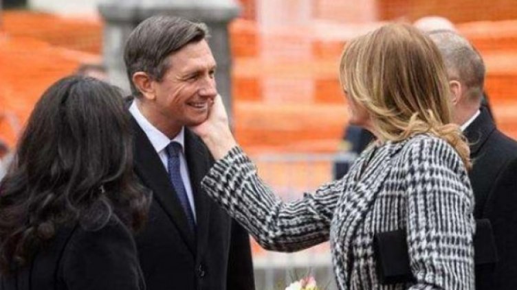 Извън протокола: Деси Радева остави червило върху президентска буза!