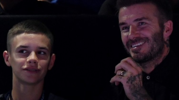 Ромео с баща си Дейвид Бекъм. Снимка: архив, Reuters