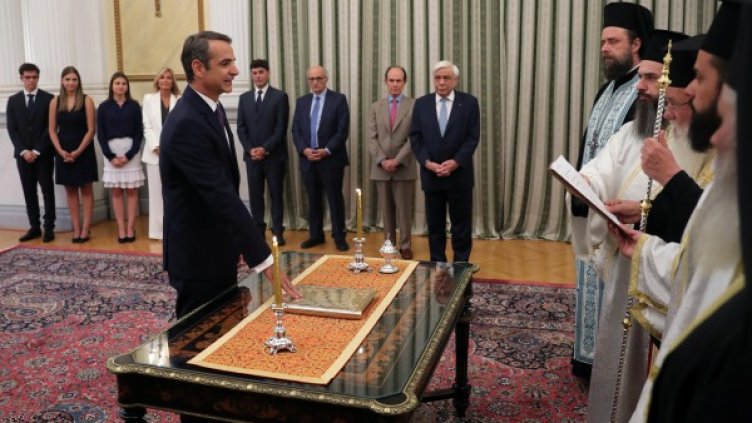 Кириакос Мицотакис полага клетва. Снимка: Reuters