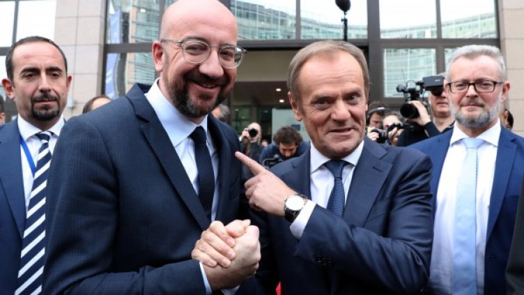 Шарл Мишел и Доналд Туск. Снимка: Reuters