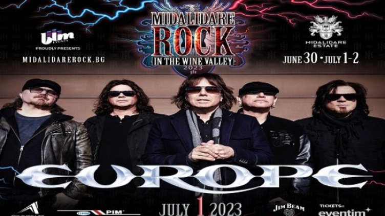 Europe е третият хедлайнер на Midalidare Rock In The Wine Valley