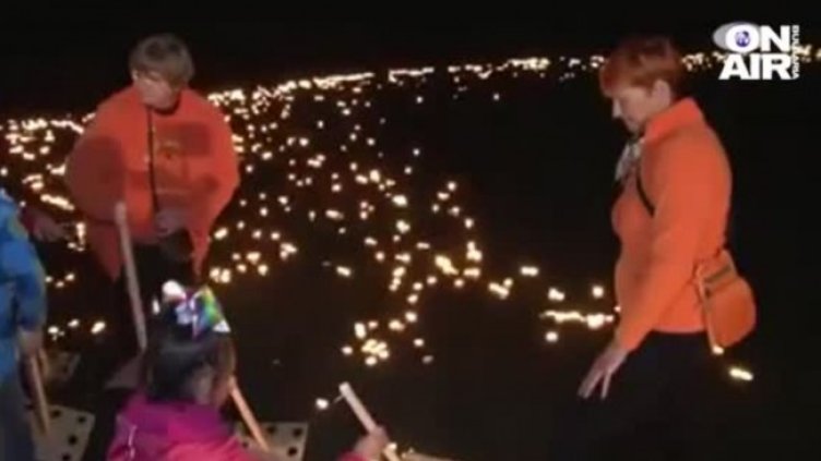 Приказка от светлина на езеро в Словения