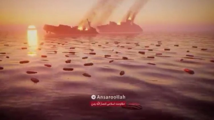 Хутите споделиха зловещ клип на плаващи ковчези, покрити с американски знамена (ВИДЕО)