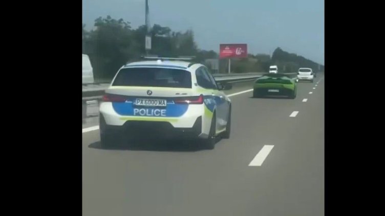 Защо полицейска кола ескортира скъпо Ламборгини по АМ "Тракия"? ВИДЕО