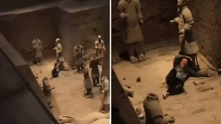 Турист повреди две от фигурите на Теракотената армия в Китай ВИДЕО