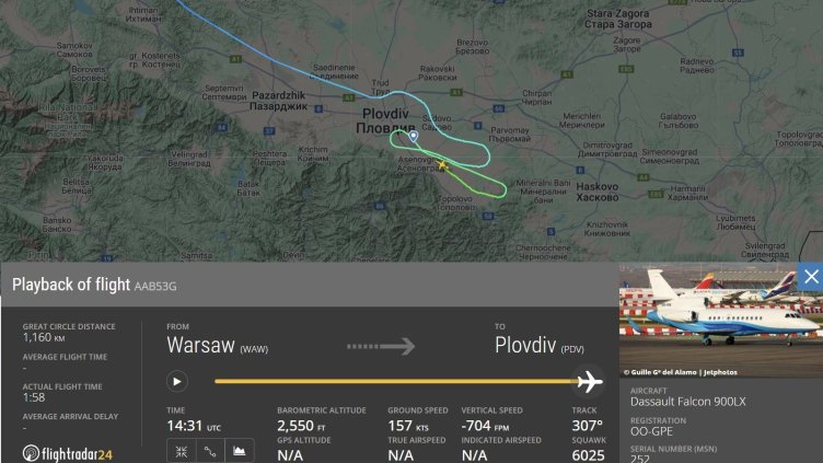 Обрат: От Flightradar24 отричат самолета на Урсула фон дер Лайен да е изпитал смущение на GPS-а