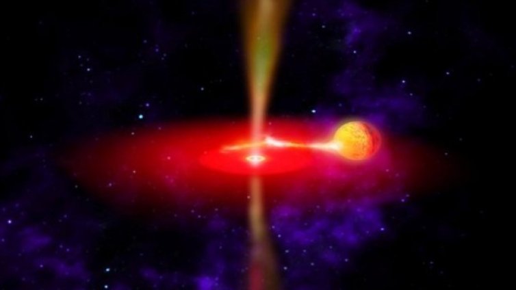 Заснеха струя на черна дупка