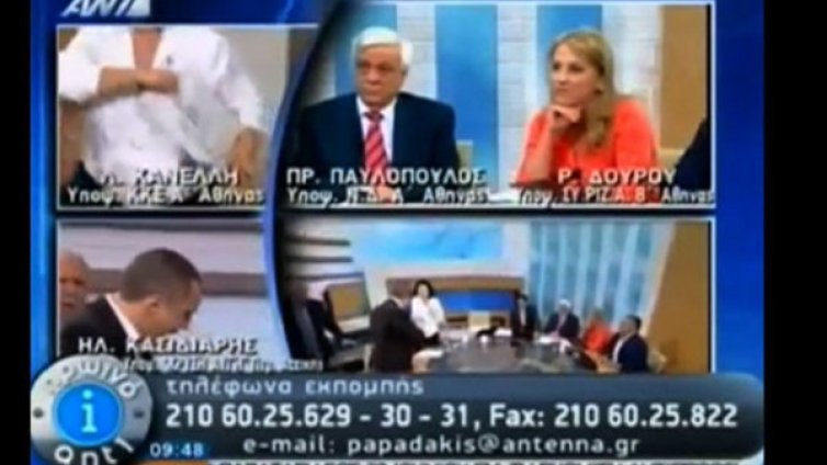 Депутат раздава шамари на дами на тв дебат в Гърция 
