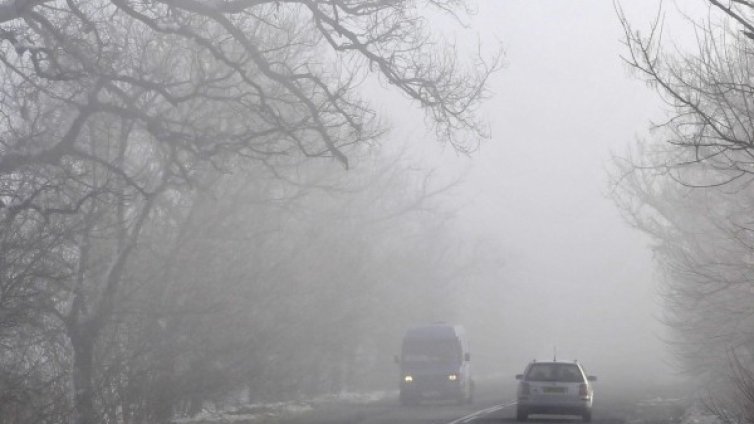 Гъста мъгла се стеле по пътя за местността Узана