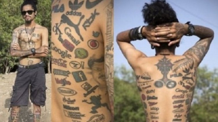 Ходеща реклама &ndash; индиец със 197 татуса на марки
