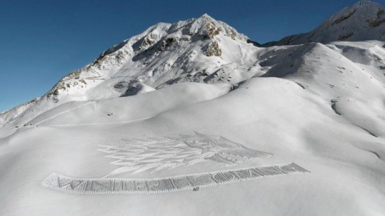 Гербът на Старките от "Игра на тронове" в снега
