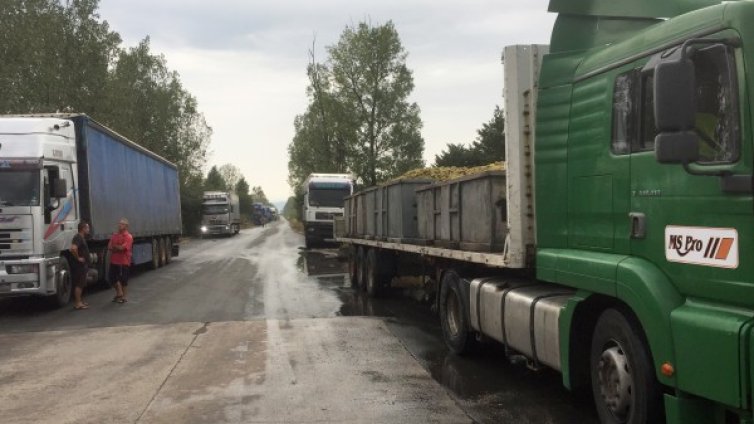 Камиони с грозде блокирани пред завода на Миню Стайков 