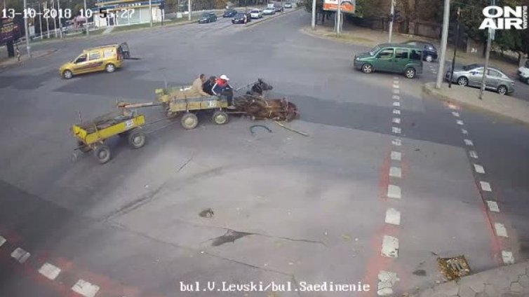 Каруци с коне връхлетяха върху автомобил в Хасково