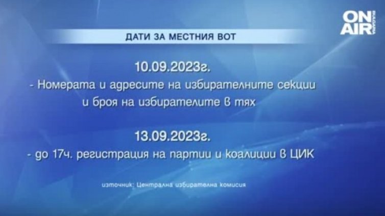 Важни дати за предстоящия вот
