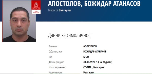 Божидар Апостолов е издирван като ръководител на престъпна група, която се занимава с трафик и разпространение на наркотици
