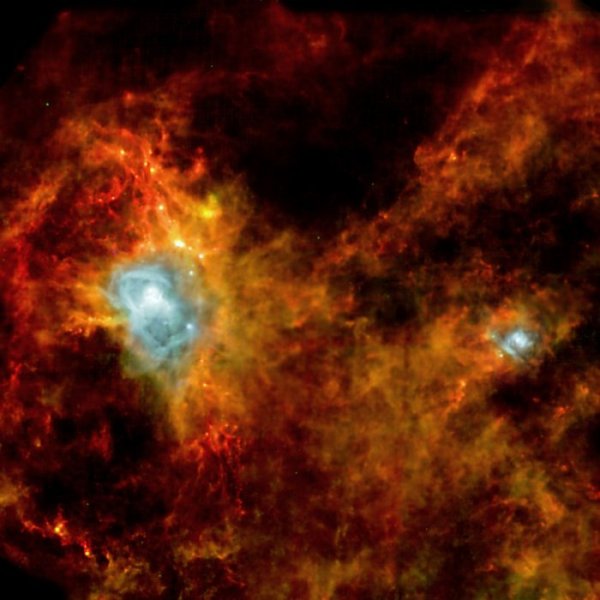 Hershel пръв успява да надникне в тъмното сърце на мъглявината Орел. Снимка: ESA and the SPIRE &amp; PACS consortia, P. Andr&eacute; (CEA Saclay) for the Gould&rsquo;s Belt Key Programme Consortia