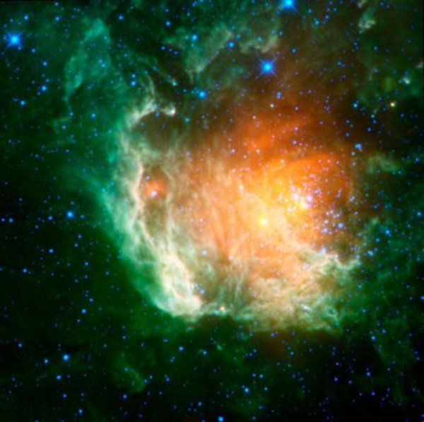 Не по-малко известната космическа роза на WISE. Снимка: NASA/JPL-Caltech/UCLA