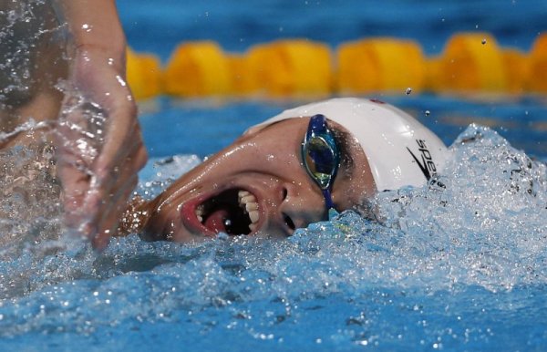 Китаецът Сън Янг плува по време на своята серия на 800 метра свободен стил по време на Световното първенство по плуване в Барселона. Снимка: БТА