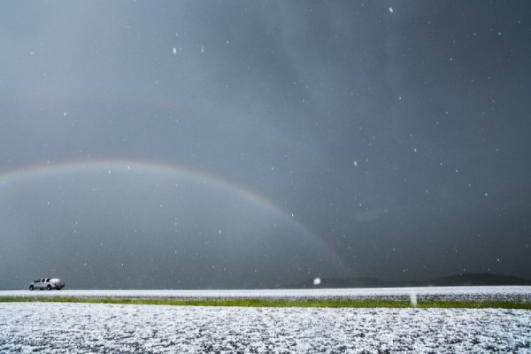 ...Бурята в Дакота поставя рекорд - градушка с обиколка 24 см, някои от ледените късове са тежали 2 кг! Снимка: Mike Hollingshead