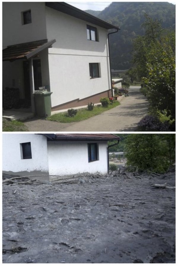 Къщата на семейство Ковачевич в Топчич поле &ndash; 15 март 2014 г. и 21 май 2014 г. Снимка: Reuters
