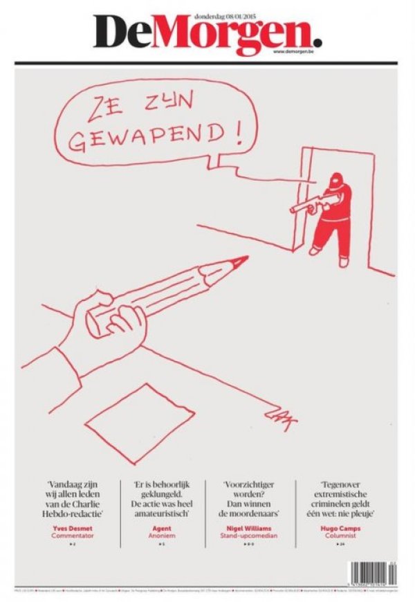 Корица на белгийския вестник De Morgen