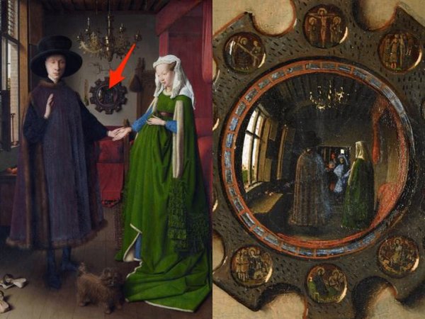 Ян ван Ейк майсторски рисува себе си в огледалото на своята творба Arnolfini Portrait. (Снимка: Flickr)