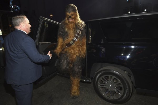 Чубака се появи на световната премиера на "Междузвездни войни: Възходът на Скайуокър "в Холивуд. Филмът ще е по кината у нас от петък. Снимка: БТА
&nbsp;