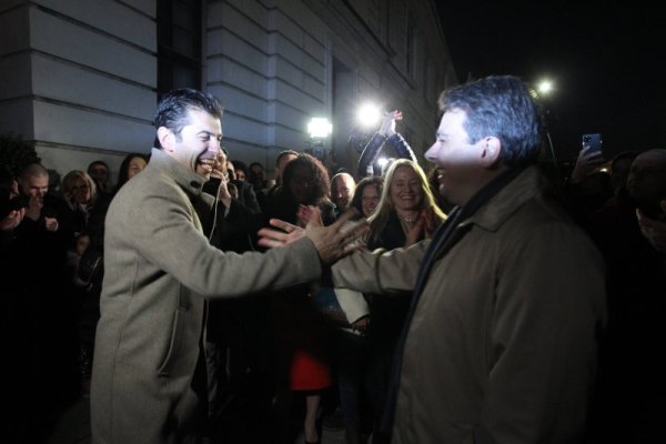 Лидерите на &quot;Продължаваме промяната&quot; Кирил Петков и Асен Василев са щастливи от резултатите от проведените в неделя парламентарни избори у нас. Снимка: Димитър Кьосемарлиев, Dnes.bg
&nbsp;